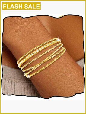Multilayer Rhinestone Cuff Bracelet Bridal Bangle for Women